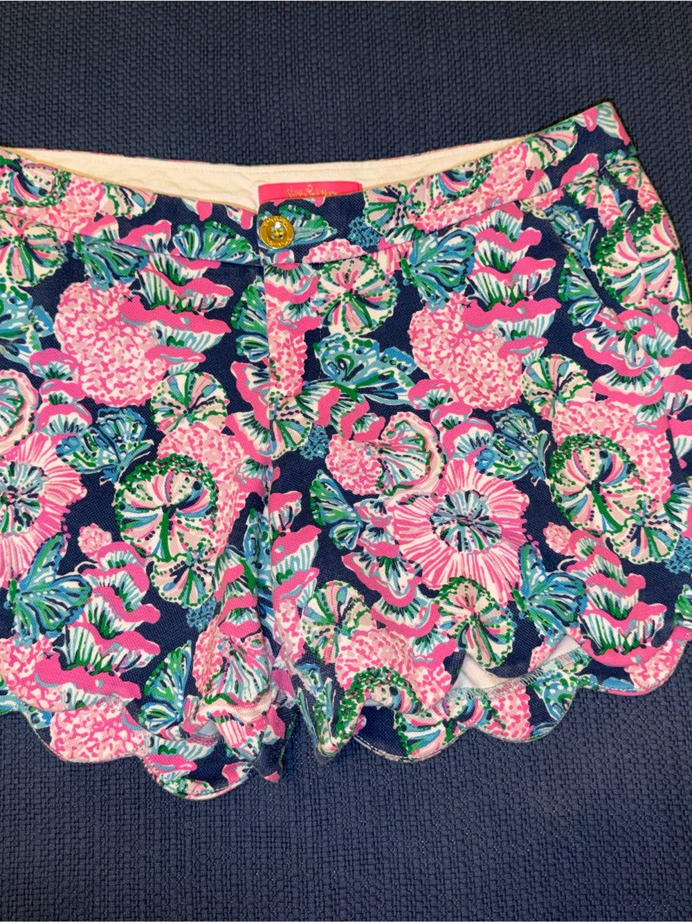 Lily Pulitzer “Oyster Bay Navy Shroom with a View” Shorts